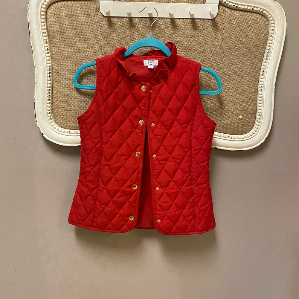 Beautiful red vest for girls with golden buttons
